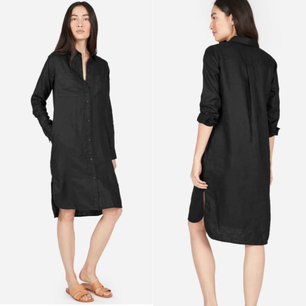 Everlane Classic Black Button-Down Midi Dress